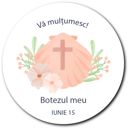 Tag pentru botez personalizat – tematică florală 5 cm