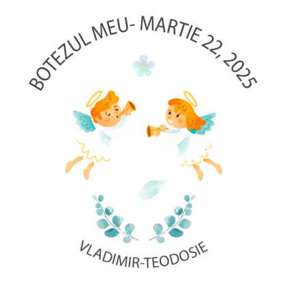 Tag pentru botez personalizat – tematică îngerași 5 cm