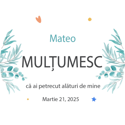 Tag pentru botez băieței personalizat – tematică florală 5 cm