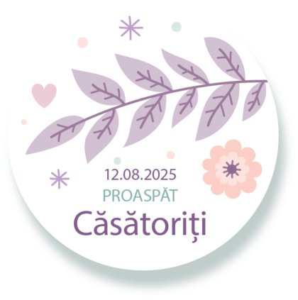 Tag pentru nuntă personalizat – tematică florală 5 cm