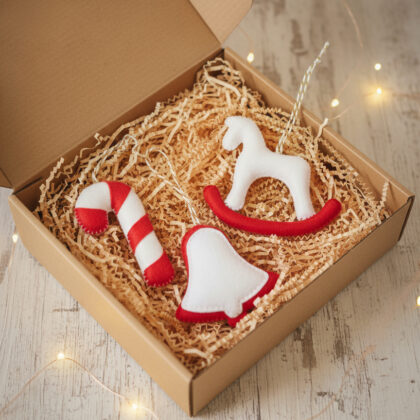 Set 3 Ornamente de Crăciun din Fetru - "Clasic & Tradițional"