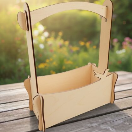 Coș Înalt cu Mâner Arcadă – Blank pentru Floriști (Kit de Asamblare)