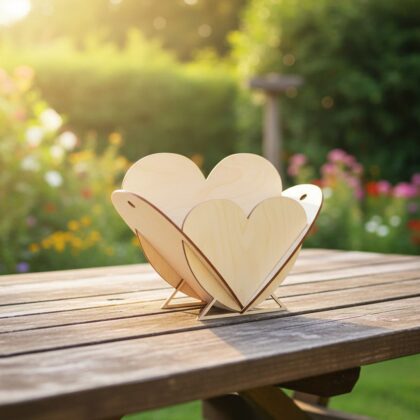 Suport "Inimi Suprapuse" – Coșuleț 3D pentru Aranjamente (Kit de Asamblare)